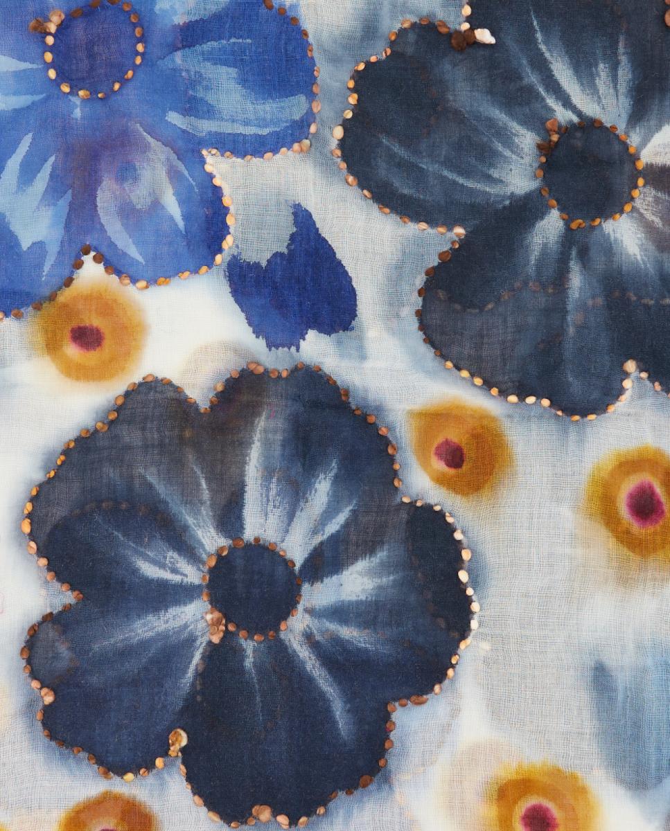 Lenço de lã com estampado floral Cinzento-4