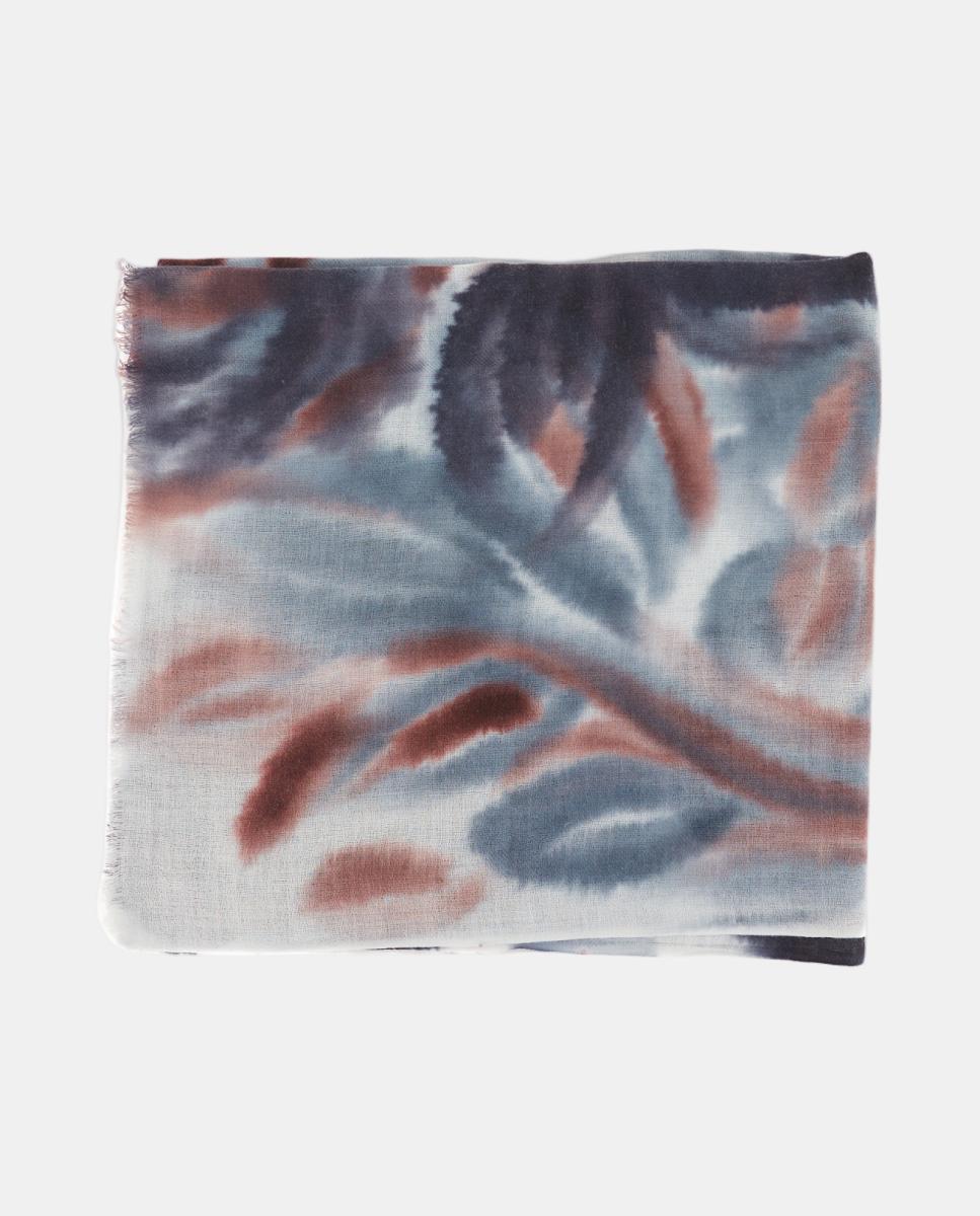 Lenço de lã com estampado floral Cinzento-2