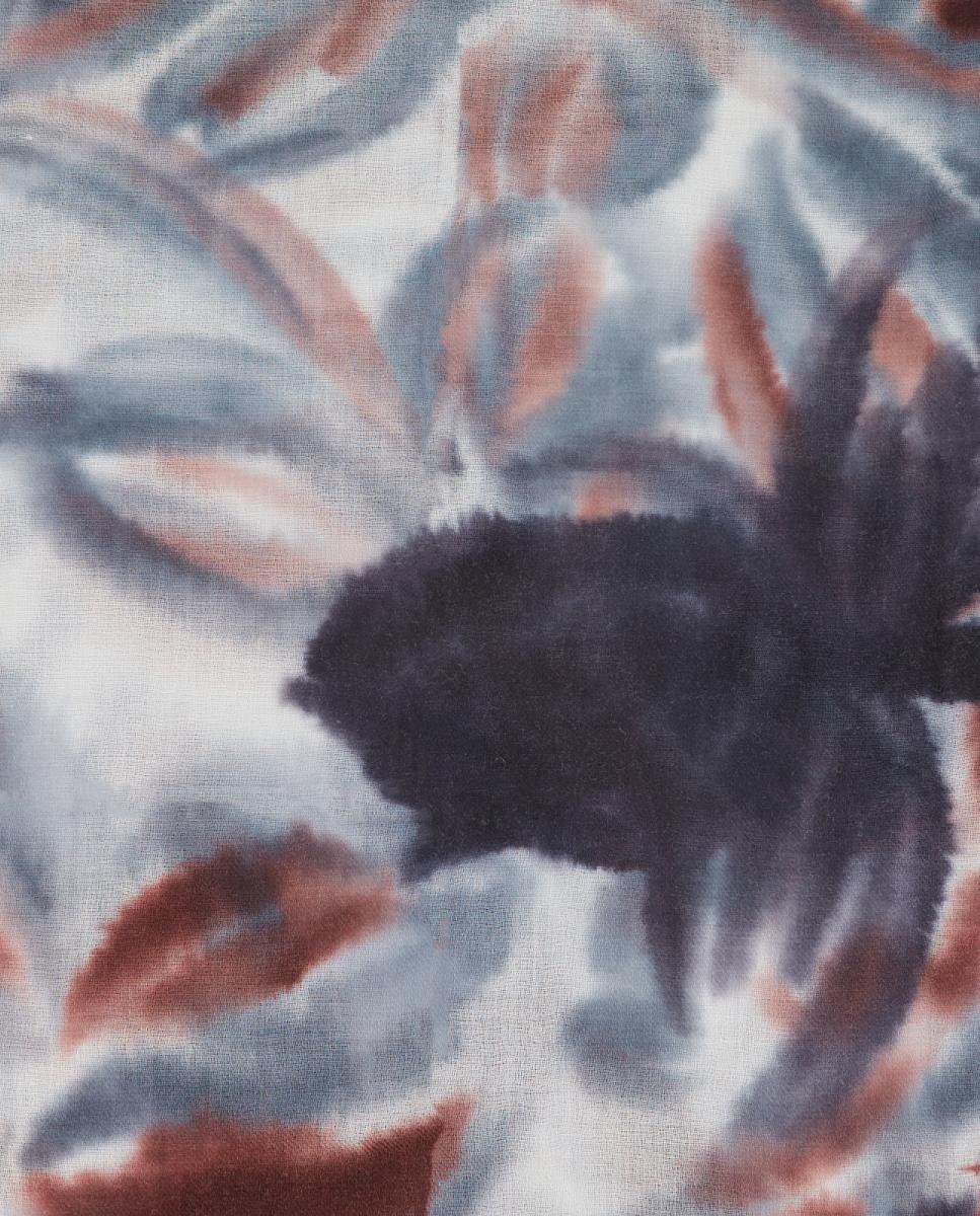 Lenço de lã com estampado floral Cinzento-4