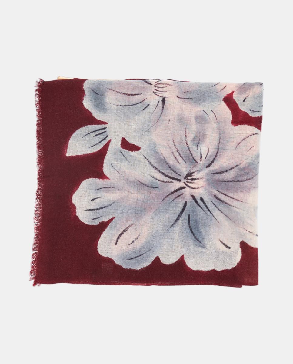 Lenço de lã com estampado floral Vermelho-2