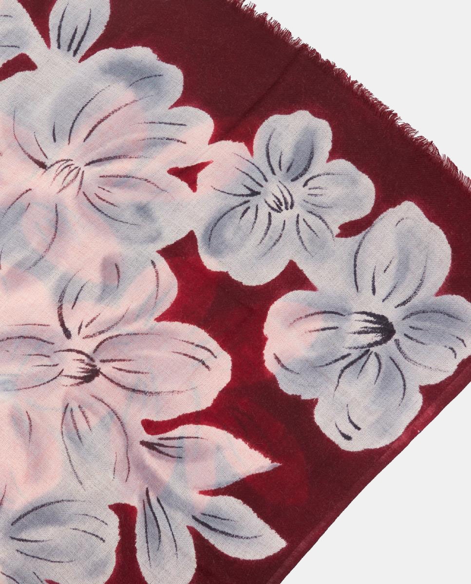 Lenço de lã com estampado floral Vermelho-3