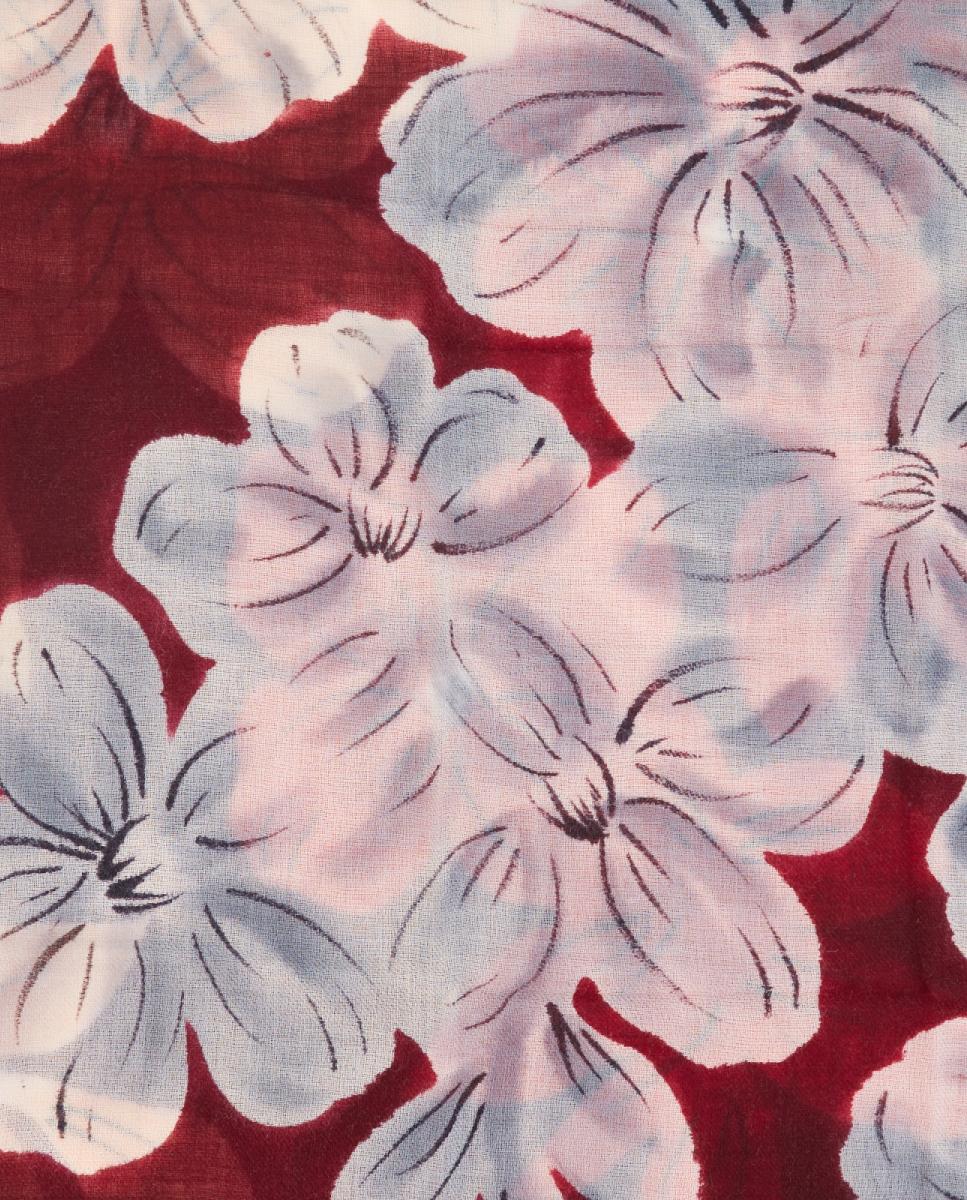 Lenço de lã com estampado floral Vermelho-4