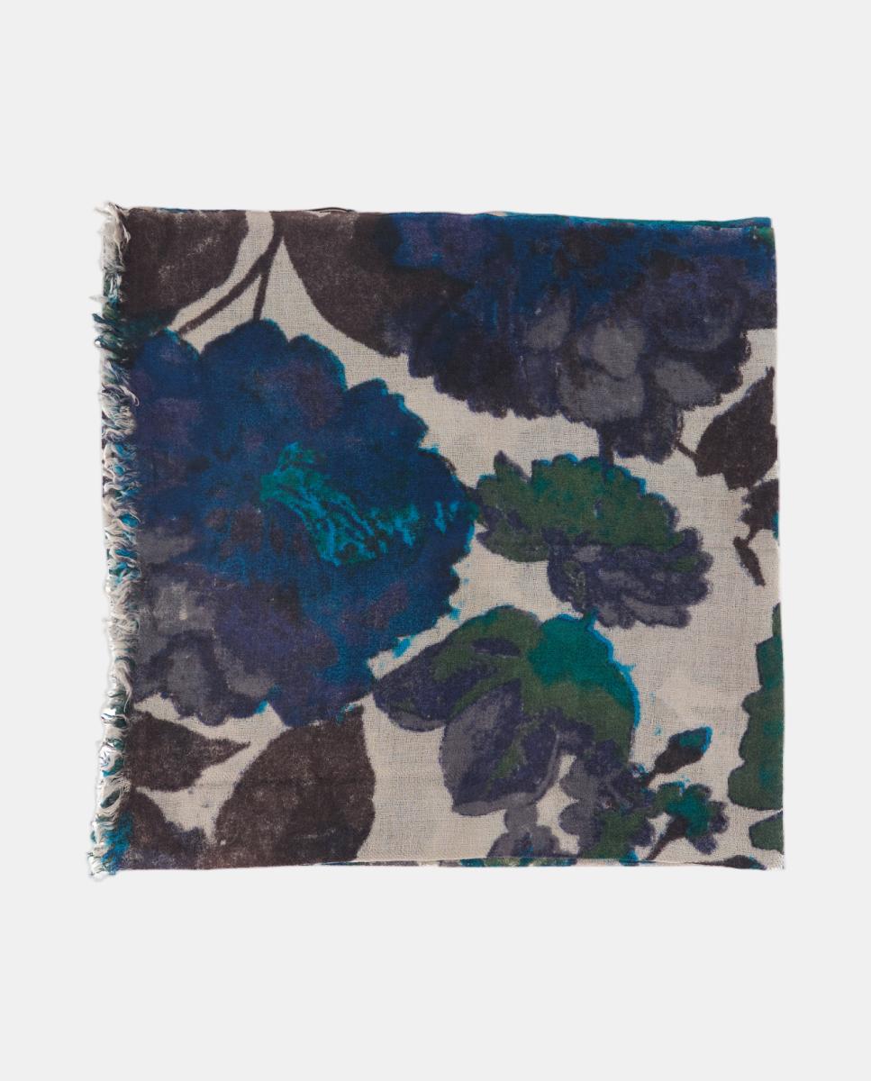 Lenço de Viscose com Estampado Floral Verde-2