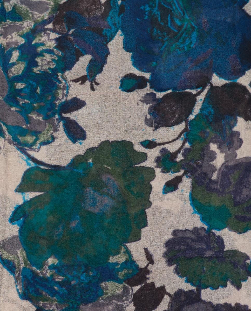 Lenço de Viscose com Estampado Floral Verde-4