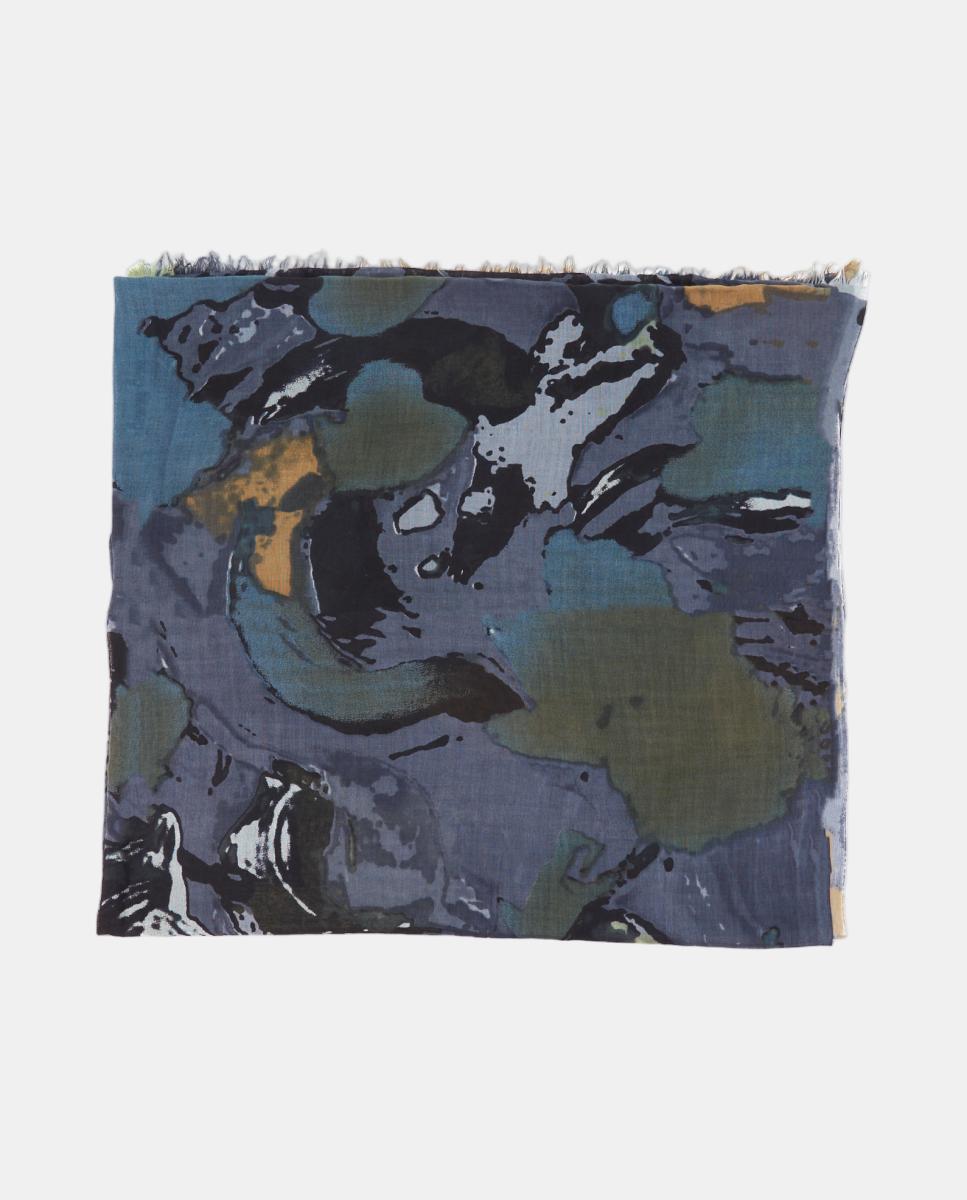 Imagen 0 de Pañuelo de viscosa con estampado abstracto Gris