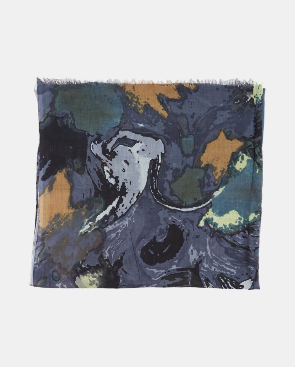 Lenço de Viscose com Estampado Abstrato Cinzento-2
