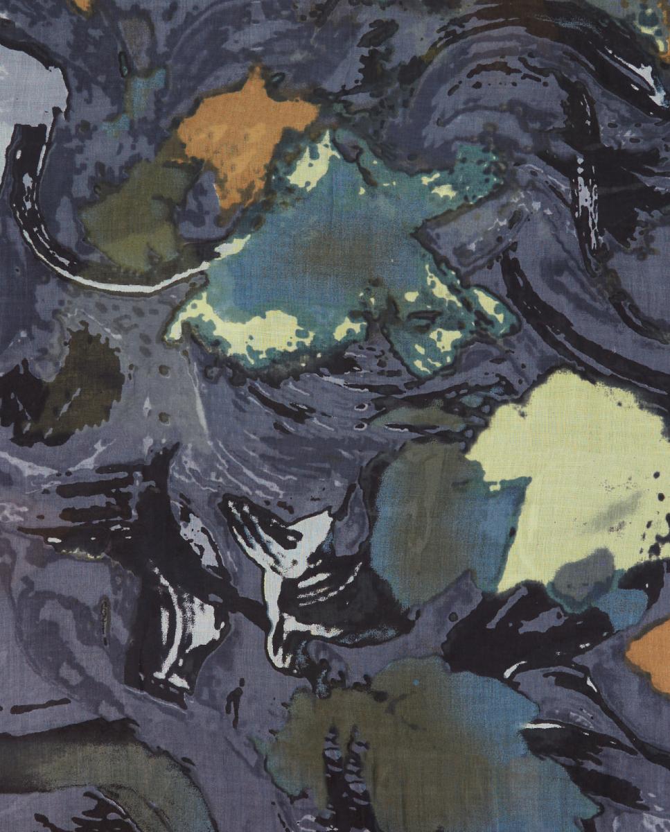 Lenço de Viscose com Estampado Abstrato Cinzento-4