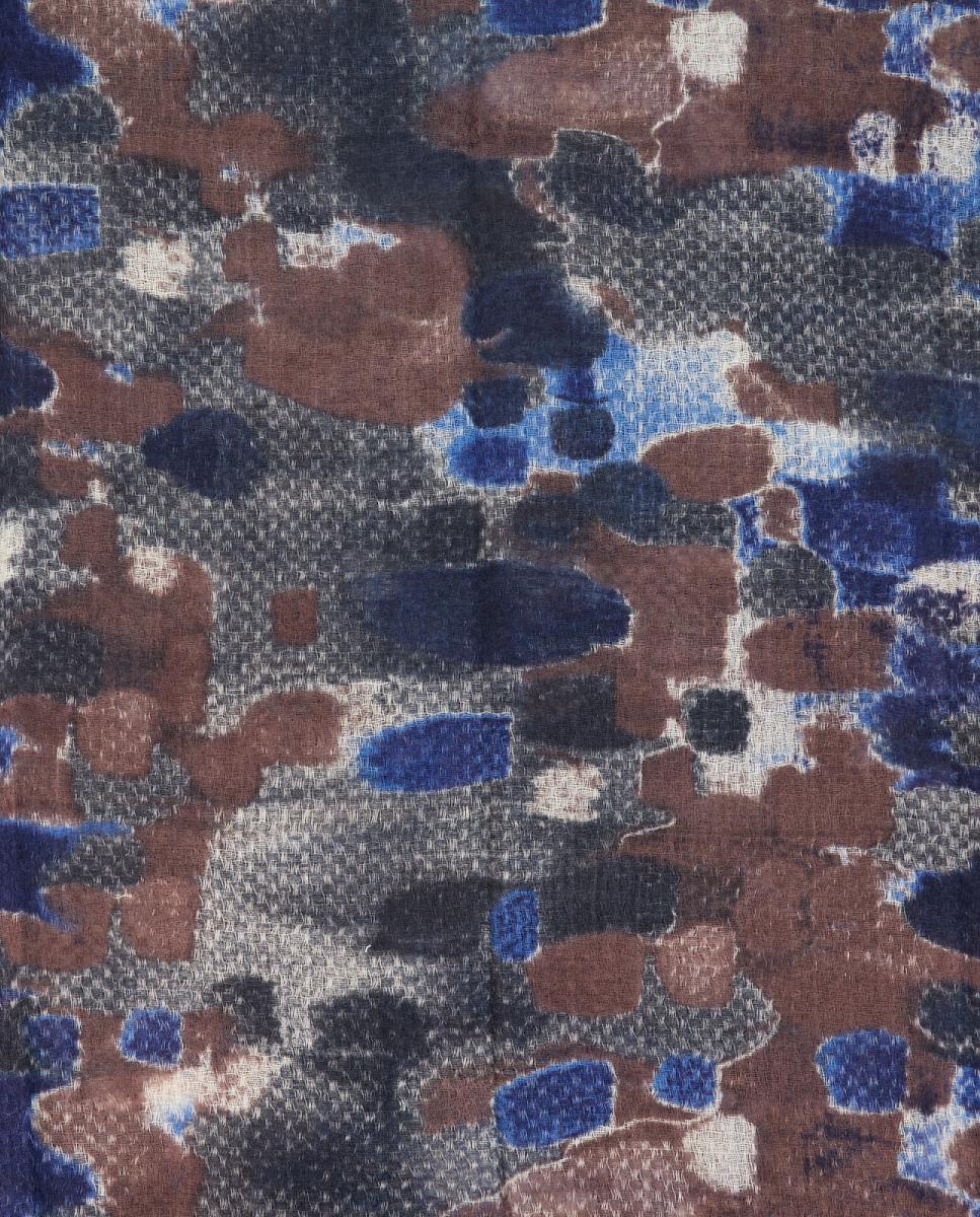 Lenço de Lã com Estampado Abstrato Azul-4