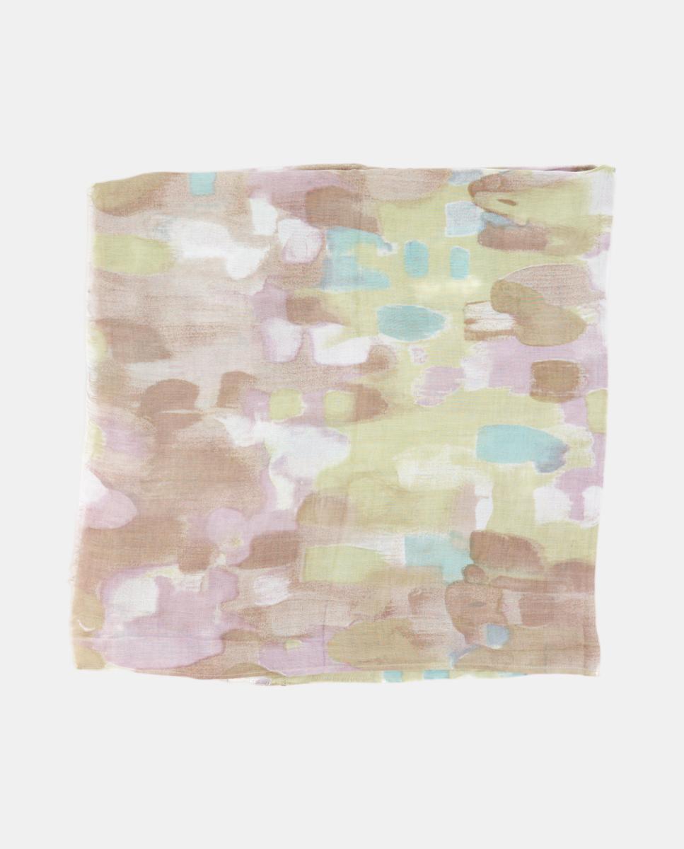 Lenço de Viscose com Estampado Abstrato Verde-2