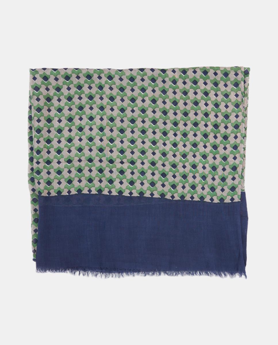 Lenço de Viscose com Estampado Geométrico Azul-2