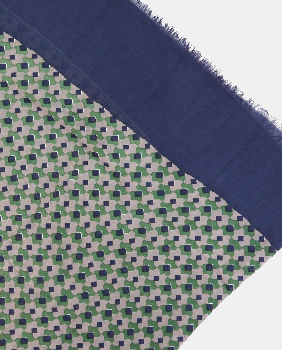 Lenço de Viscose com Estampado Geométrico Azul-3