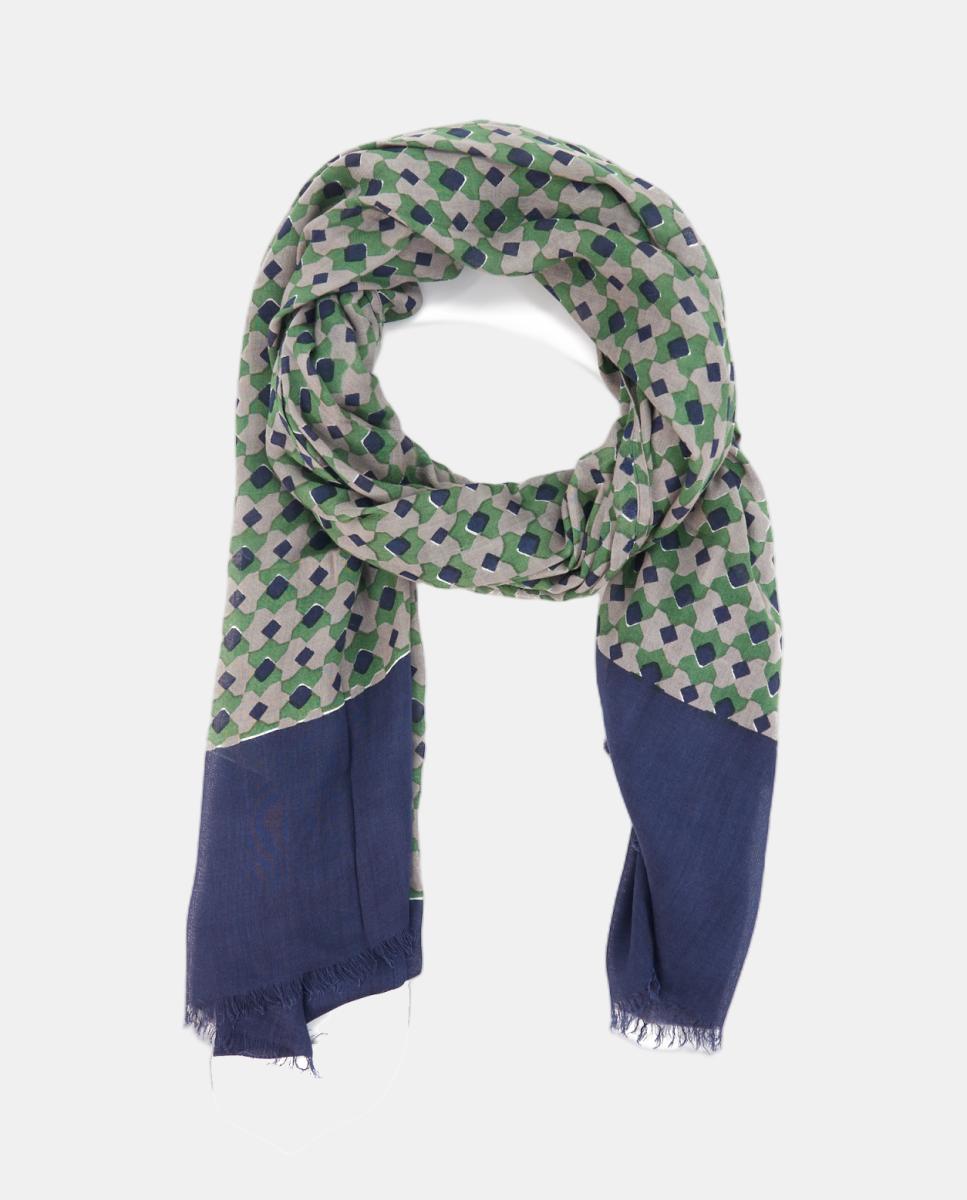Lenço de Viscose com Estampado Geométrico Azul-5