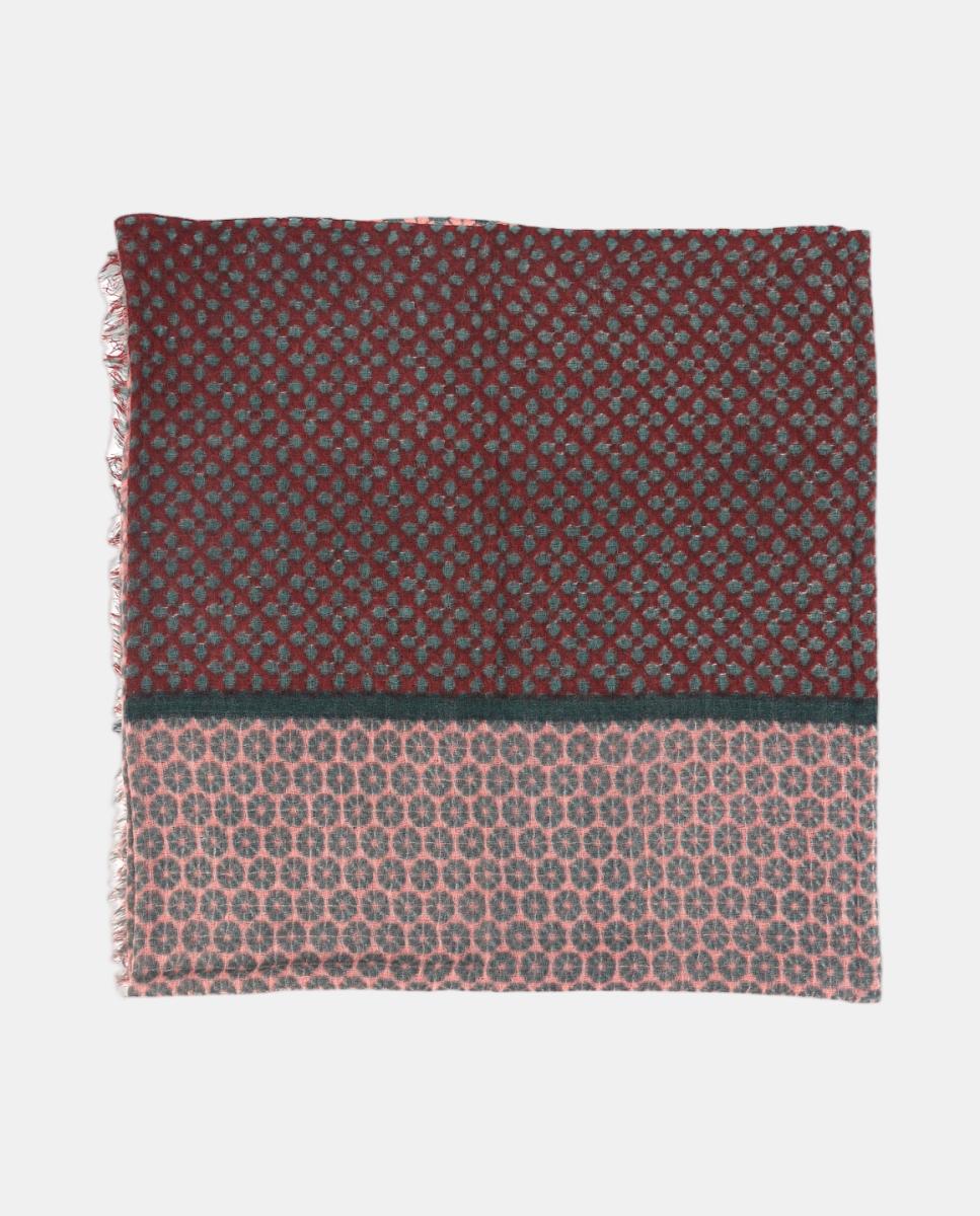 Imagen 0 de Pañuelo de lana con estampado geométrico burdeos Rojo