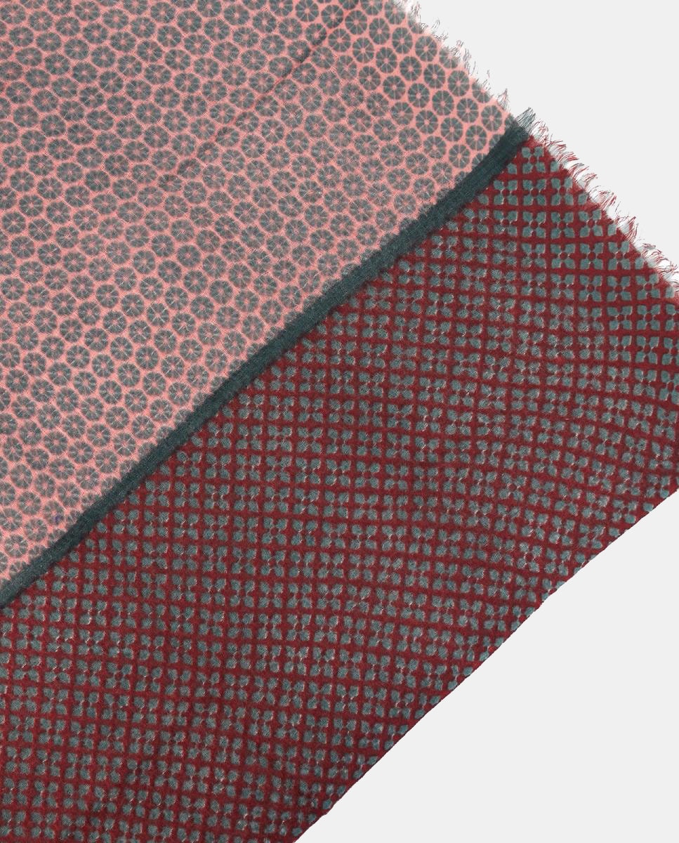 Pañuelo de lana con estampado geométrico burdeos - Abbacino - Rojo Rojo-3