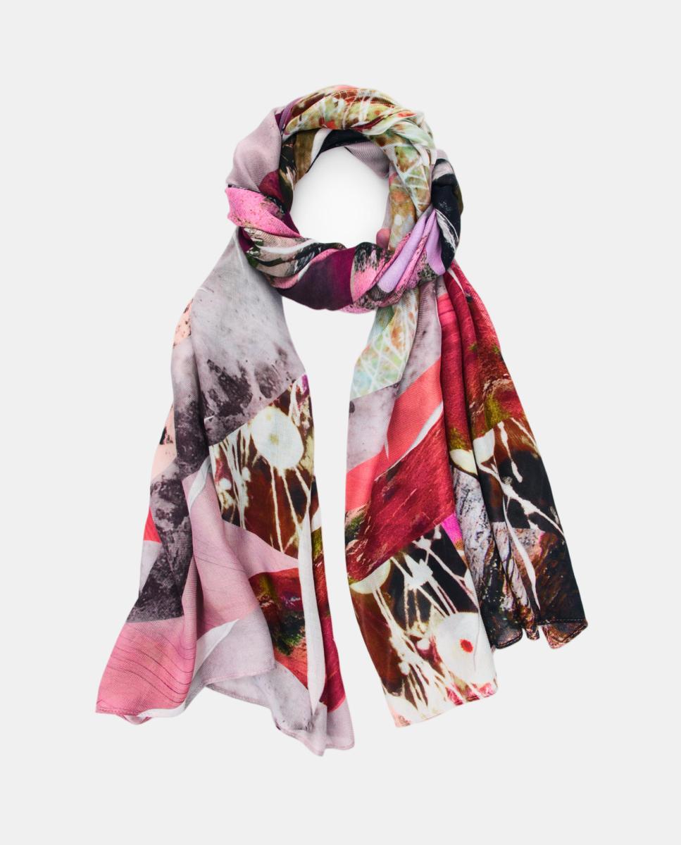 Écharpe com Estampado Retangular Multicolor-2