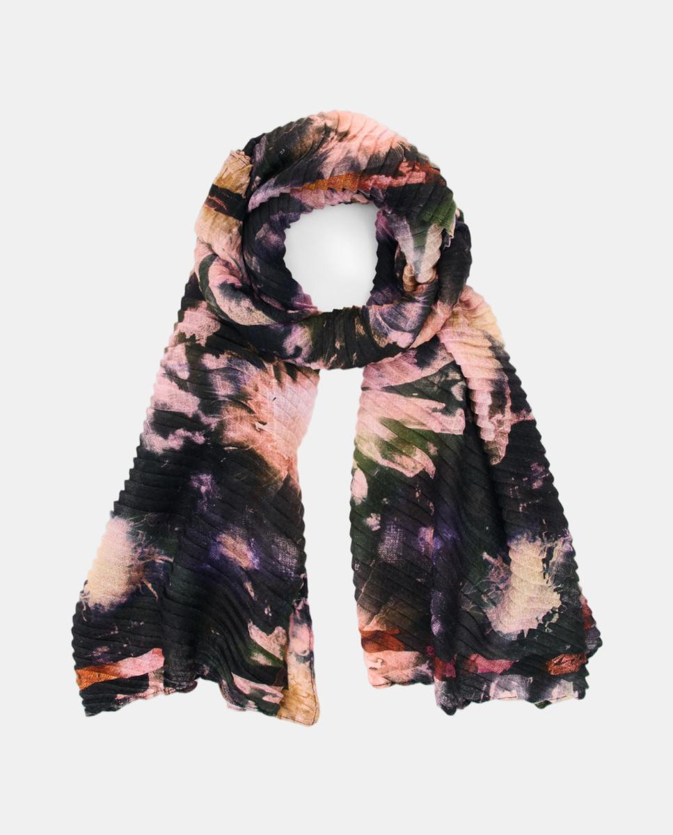 Écharpe com Estampado Floral Preto-2
