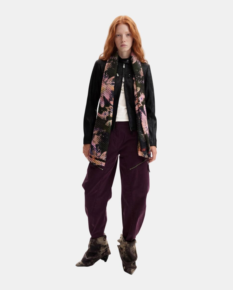 Écharpe com Estampado Floral Preto-5