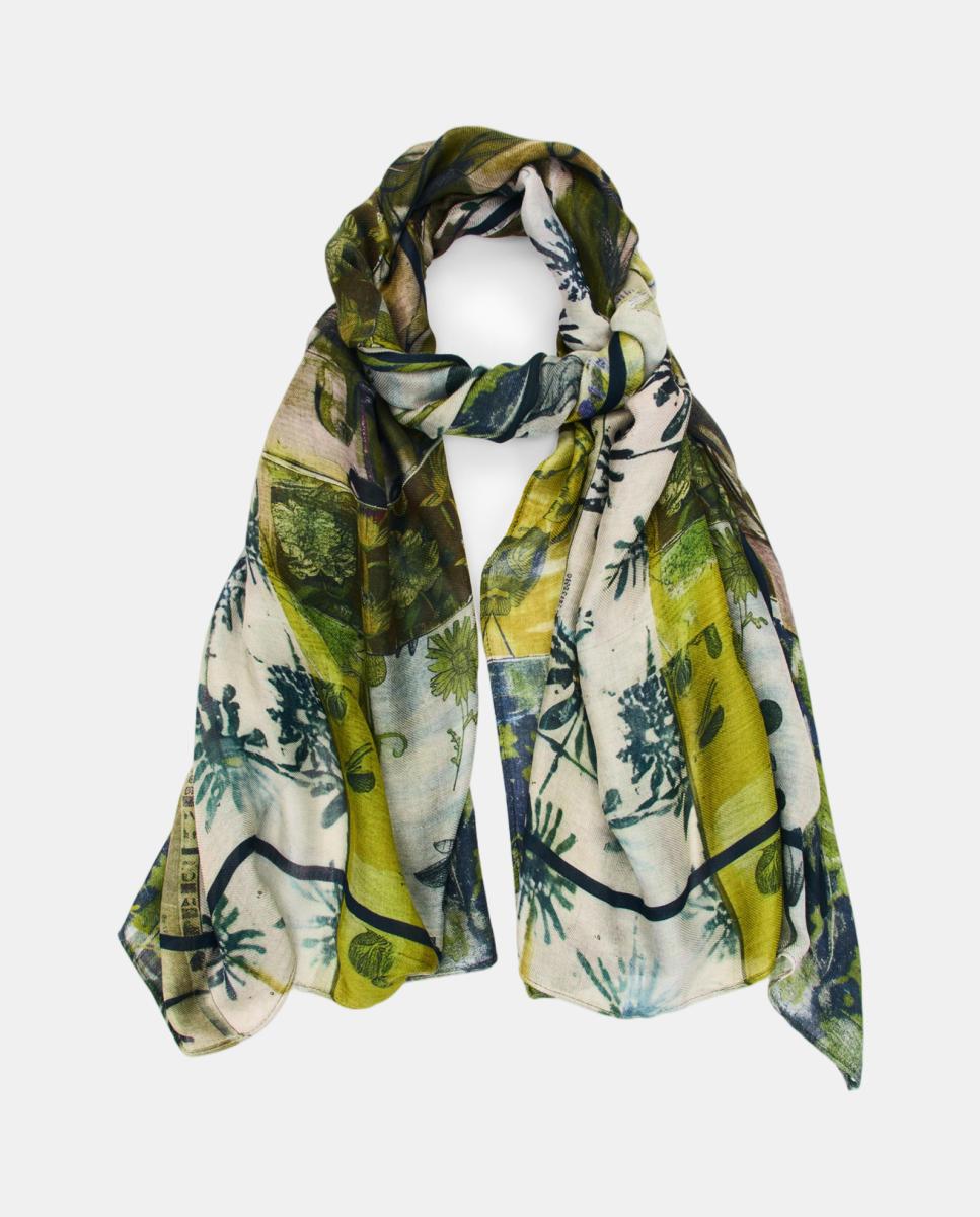 Écharpe com Estampado Retangular Verde-militar-2