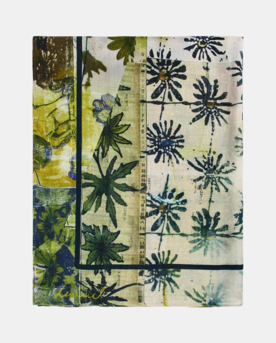Écharpe com Estampado Retangular Verde-militar-4
