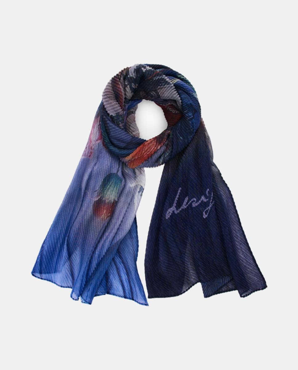Écharpe com Estampado Floral Azul-2