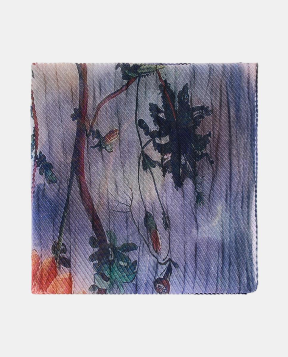 Écharpe com Estampado Floral Azul-4