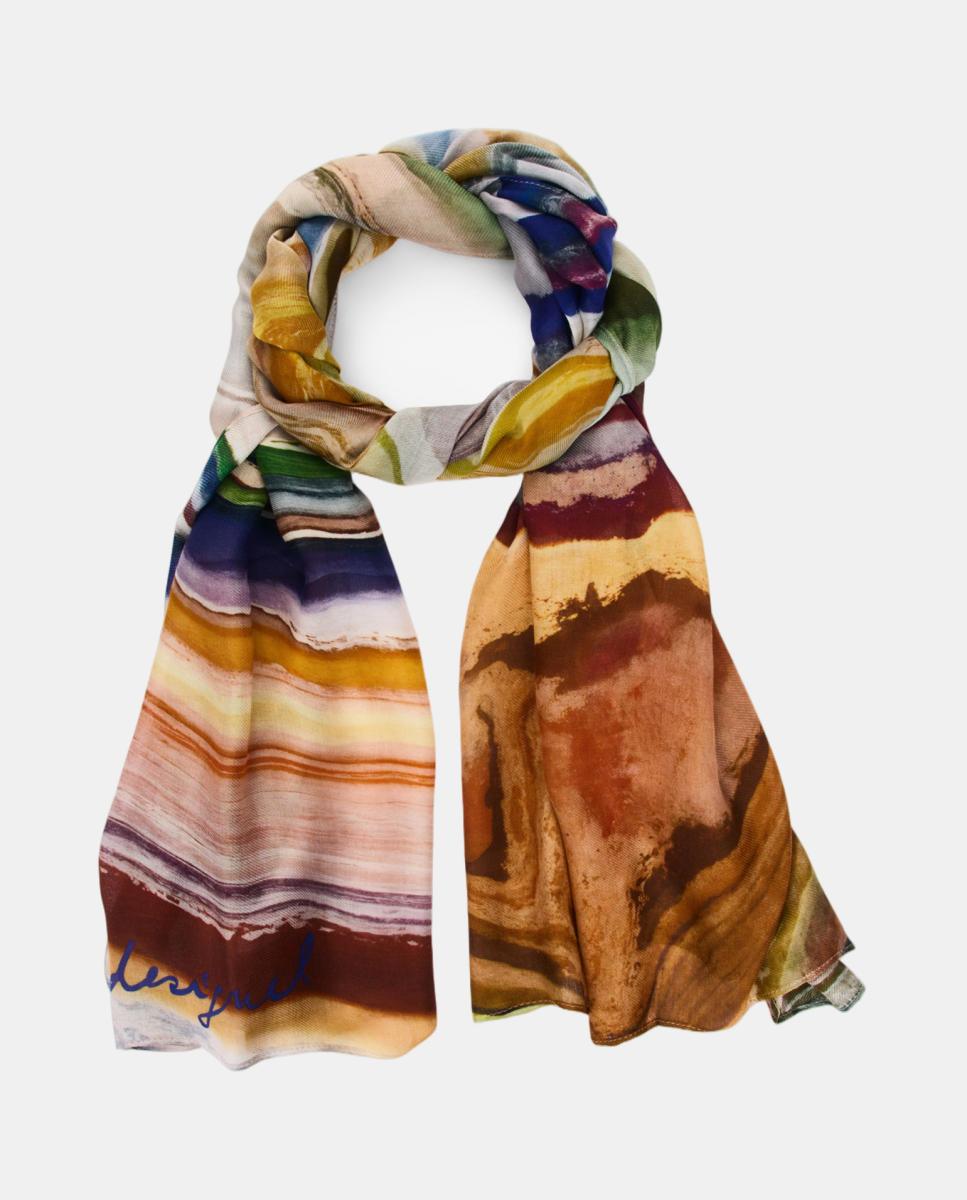 Écharpe com Estampado Retangular Multicolor-2