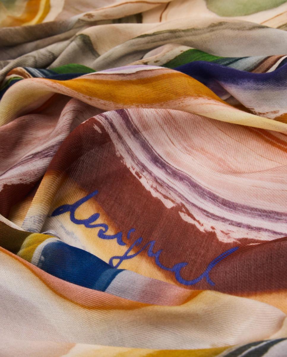 Écharpe com Estampado Retangular Multicolor-3