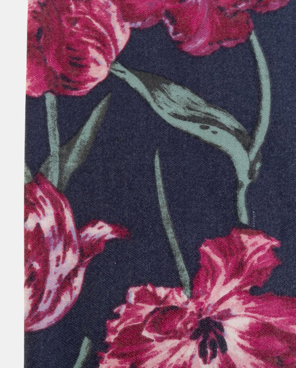 Écharpe Retangular de Poliéster Suave com Estampado Floral Grande Cinzento-2
