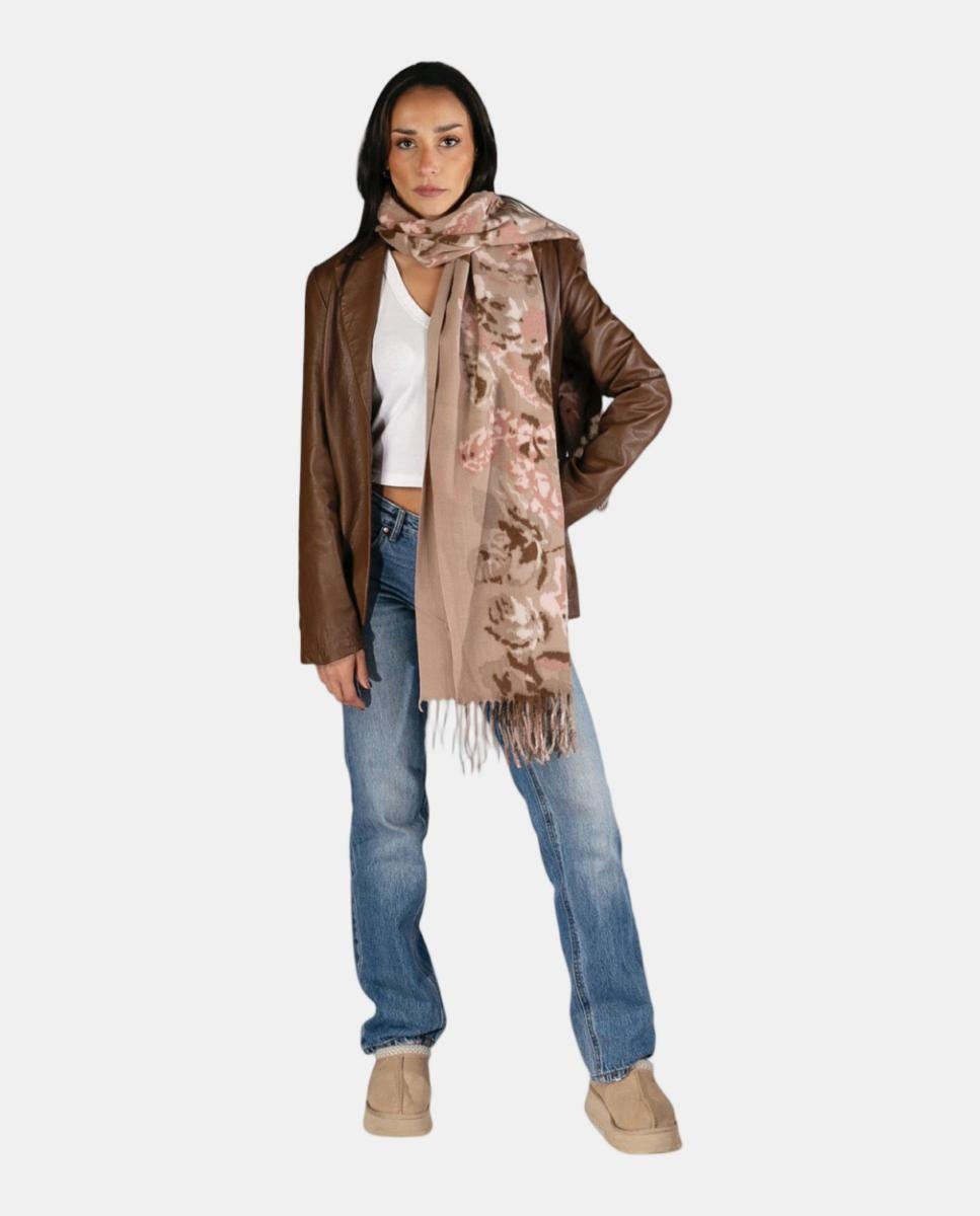 Imagen 3 de Fular rectangular de poliéster suave con estampado floral maxi - Kbas - Rosa Rosa