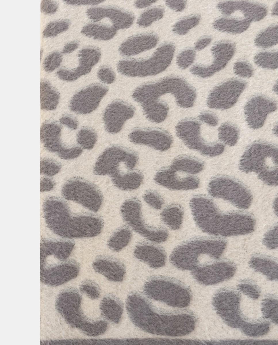 Écharpe Retangular de Jacquard com Animal Print Cinzento-2
