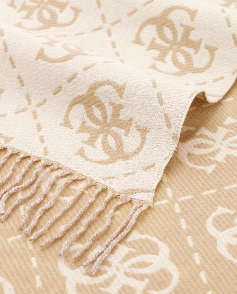Lenço de Jacquard com Monograma de Logótipo para Mulher Bege-2