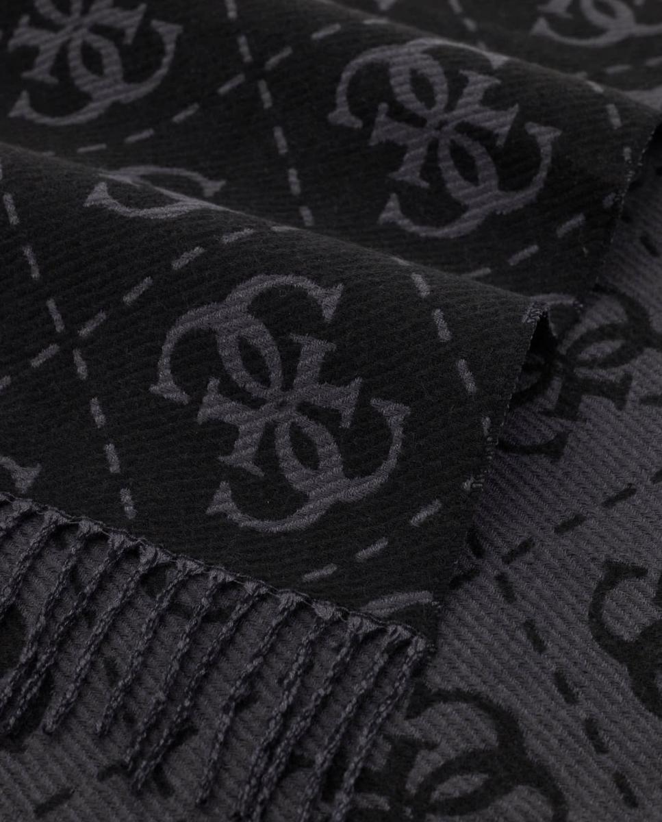 Lenço de Jacquard com Monograma de Logótipo para Mulher Cinzento-escuro-2