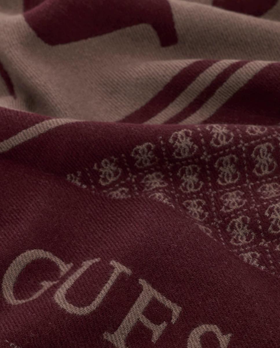 Lenço de Jacquard com Monograma de Logótipo para Mulher Grená-2