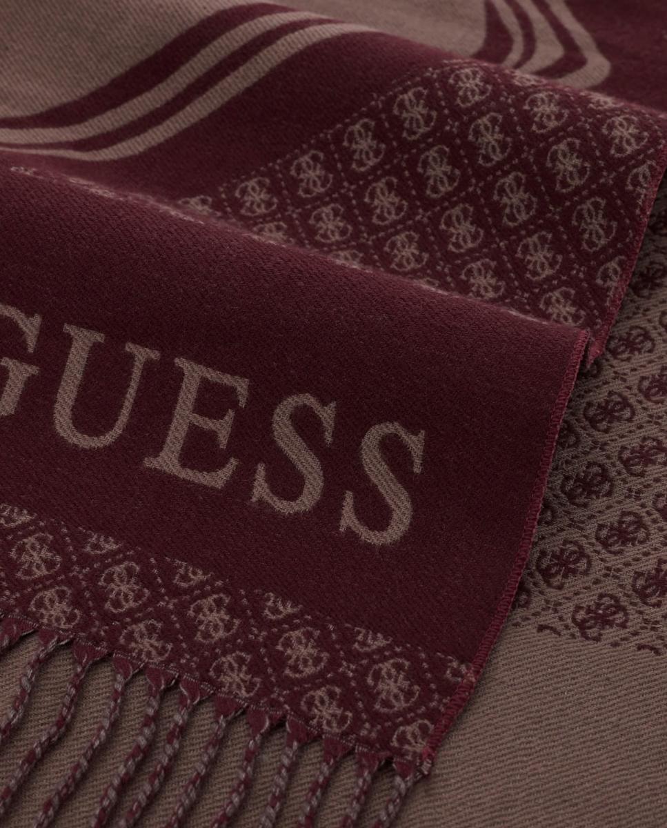 Lenço de Jacquard com Monograma de Logótipo para Mulher Grená-3