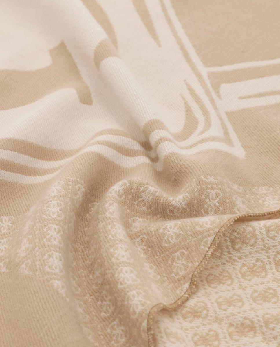 Lenço de Jacquard com Monograma de Logótipo para Mulher Bege-2