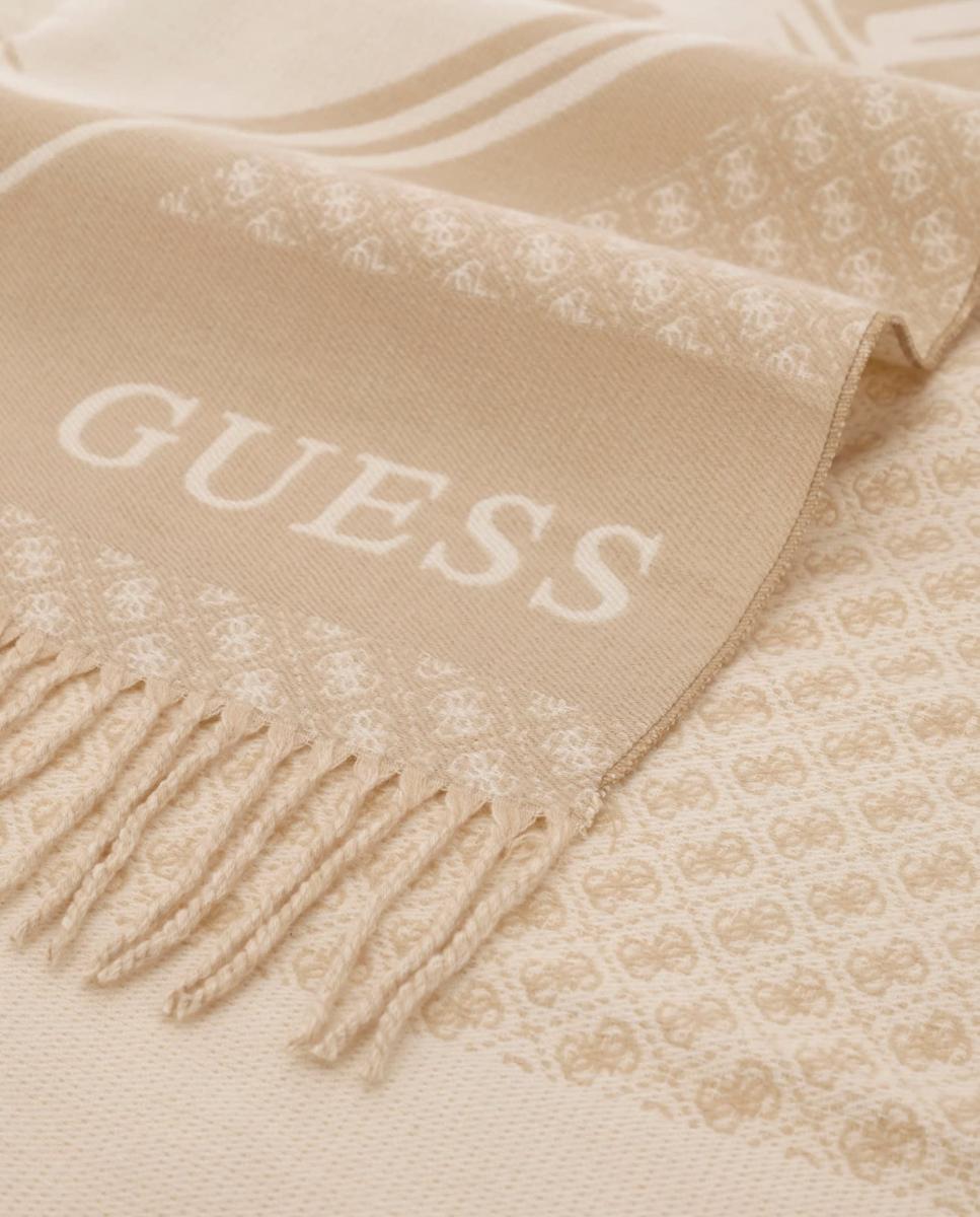 Lenço de Jacquard com Monograma de Logótipo para Mulher Bege-3