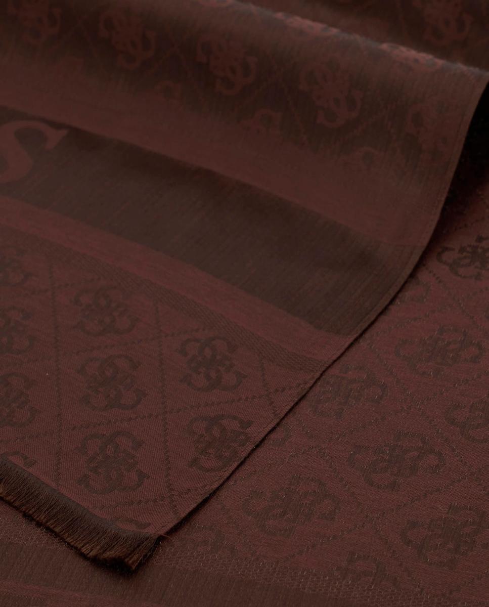 Pañuelo estampado con gráficos decorativos y logo Guess de mujer - Marrón oscuro Marrón oscuro-2