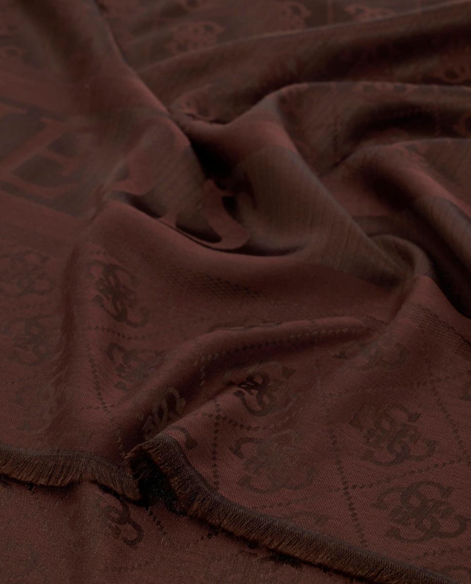 Pañuelo estampado con gráficos decorativos y logo Guess de mujer - Marrón oscuro Marrón oscuro-3