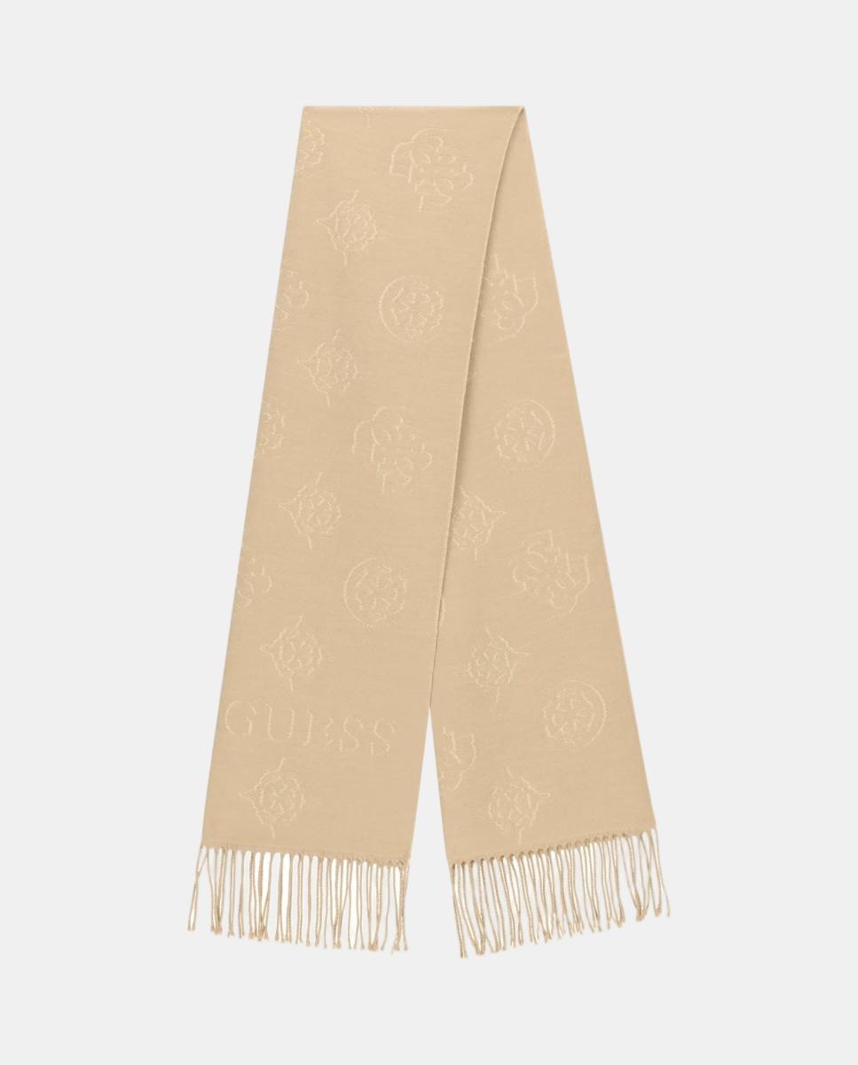 Lenço de Jacquard com Monograma de Logótipo para Mulher Bege-2