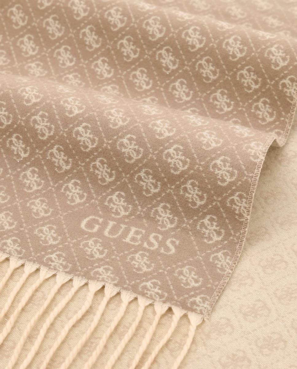 Lenço de Jacquard com Monograma de Logótipo para Mulher Bege-2