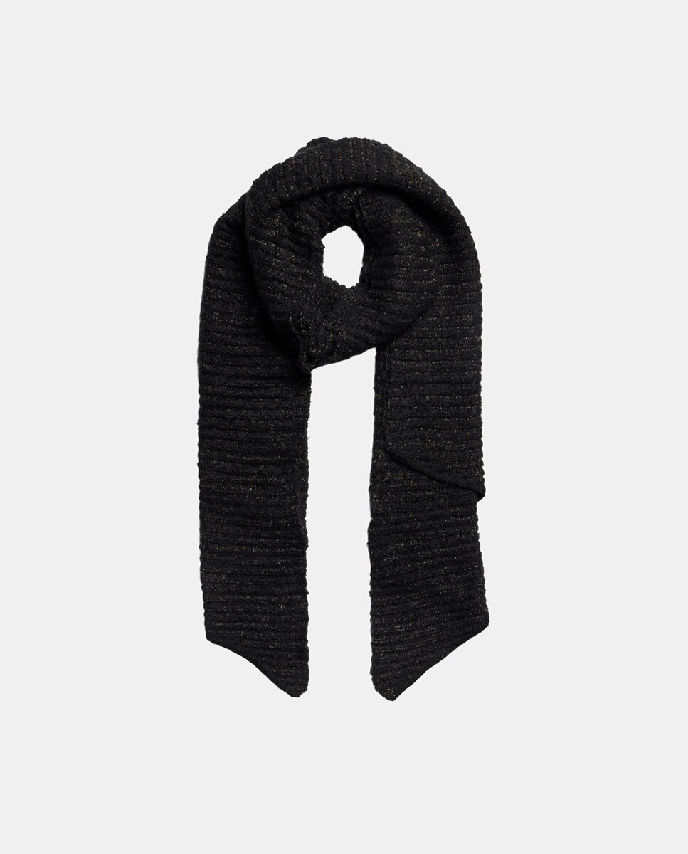 Cachecol com Estrutura e Fio Metalizado - Preto Preto-1