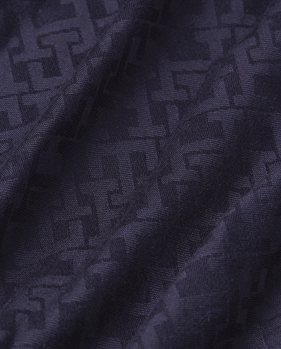 Écharpe de Algodão com Estampado - Azul-Marinho Azul-marinho-4