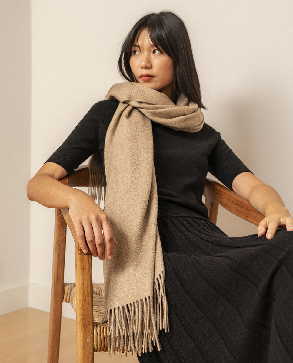 Estola 100% Caxemira - Castanho Castanho-4