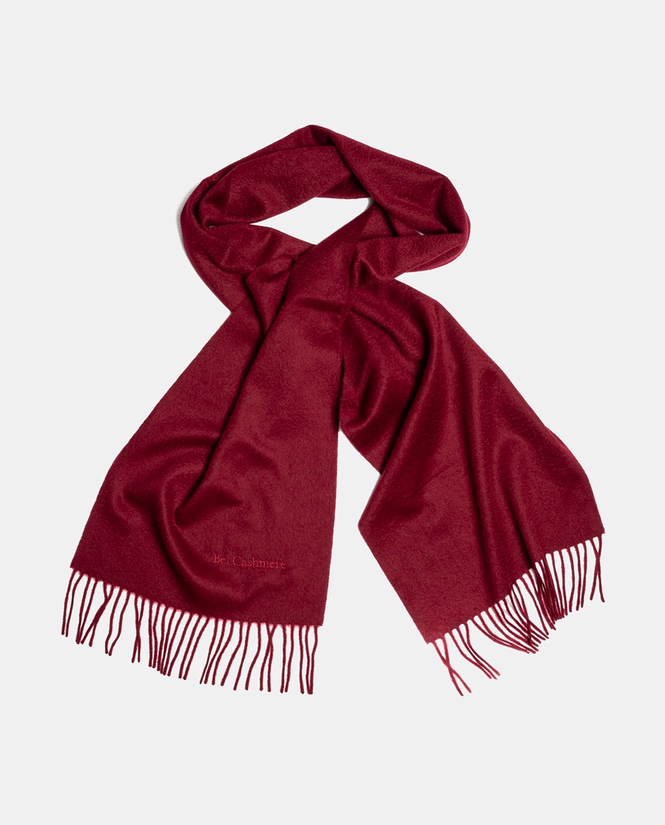 Cachecol 100% Caxemira com Franjas Bordeaux-2