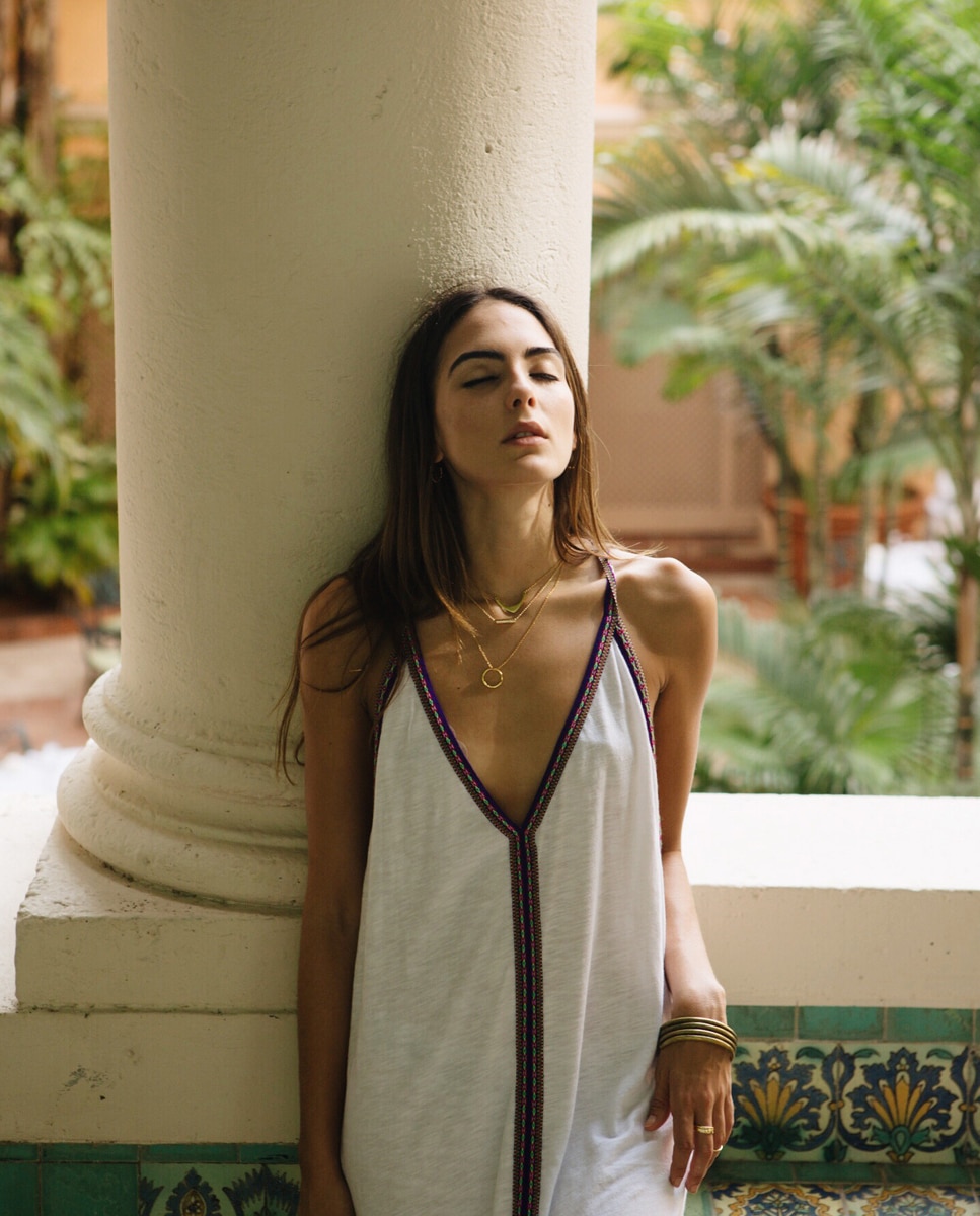 Kaftan Comprido Liso com Bordado - Branco Branco-2