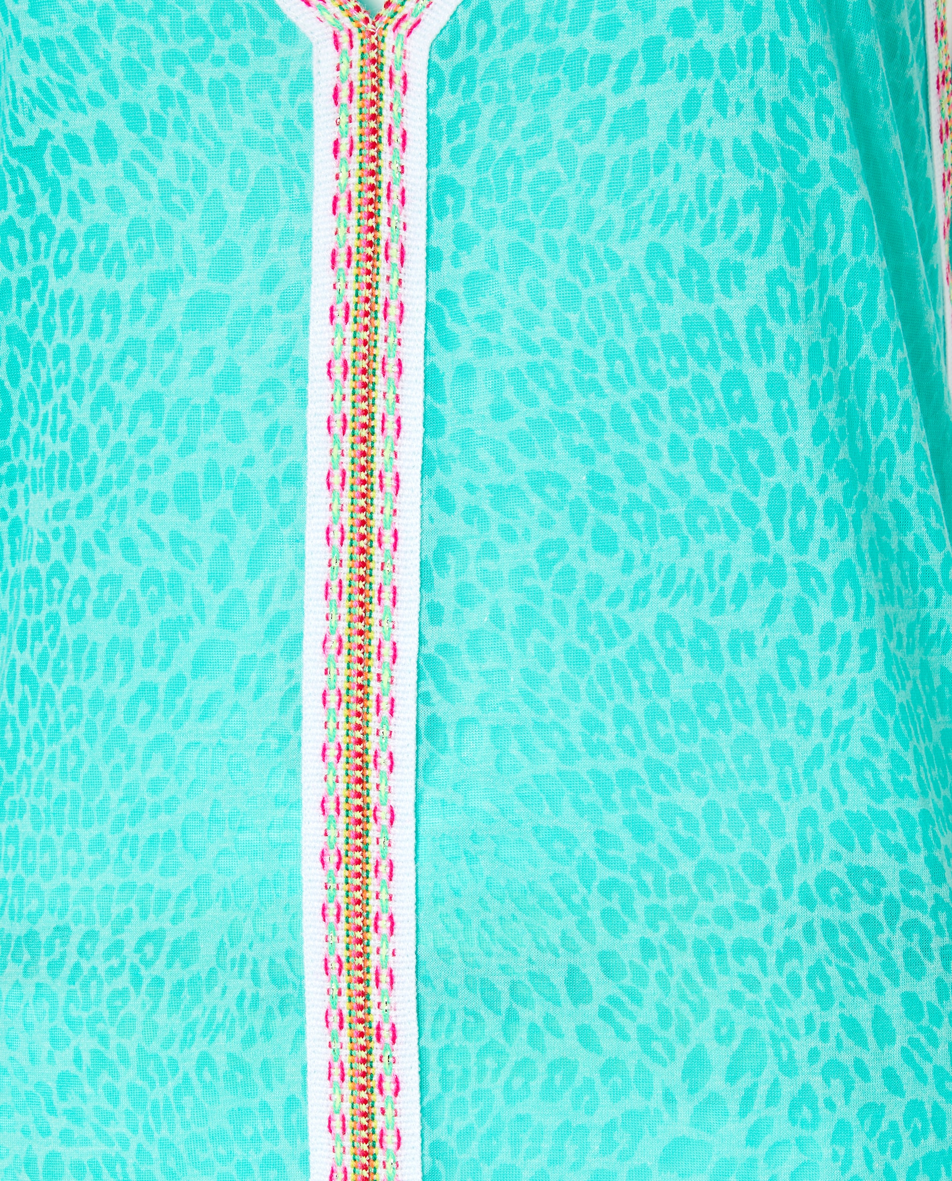 Kaftan Comprido de Alças com Animal Print Turquesa-5