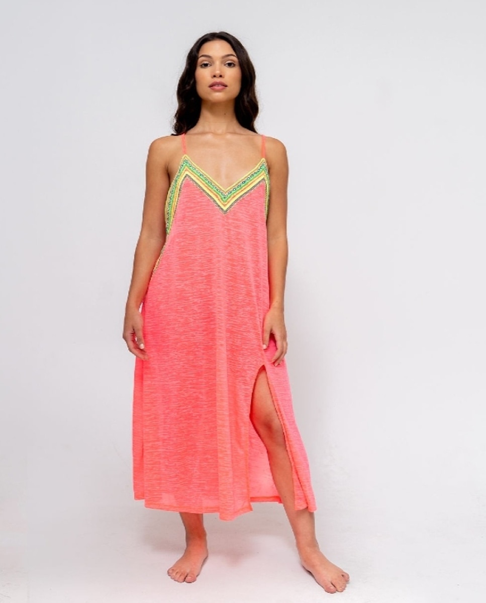 Kaftan Comprido Liso Rosa-1