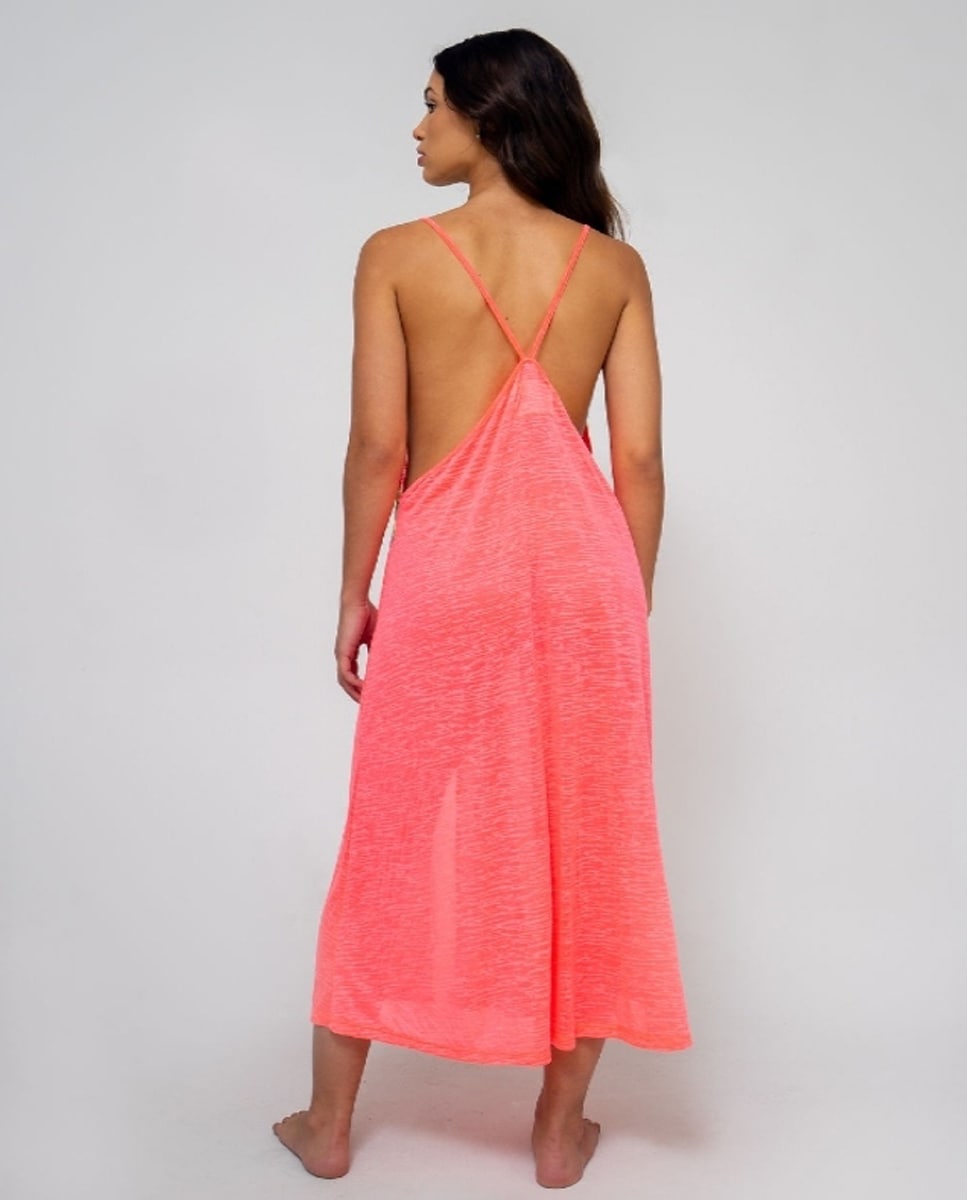 Kaftan Comprido Liso Rosa-2