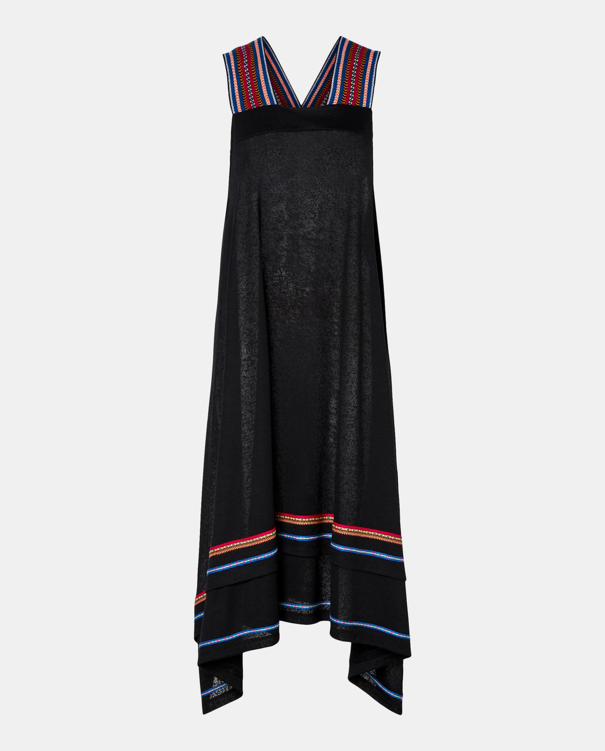 Kaftan Midi Liso de Alças com Detalhes em Contraste Preto-3
