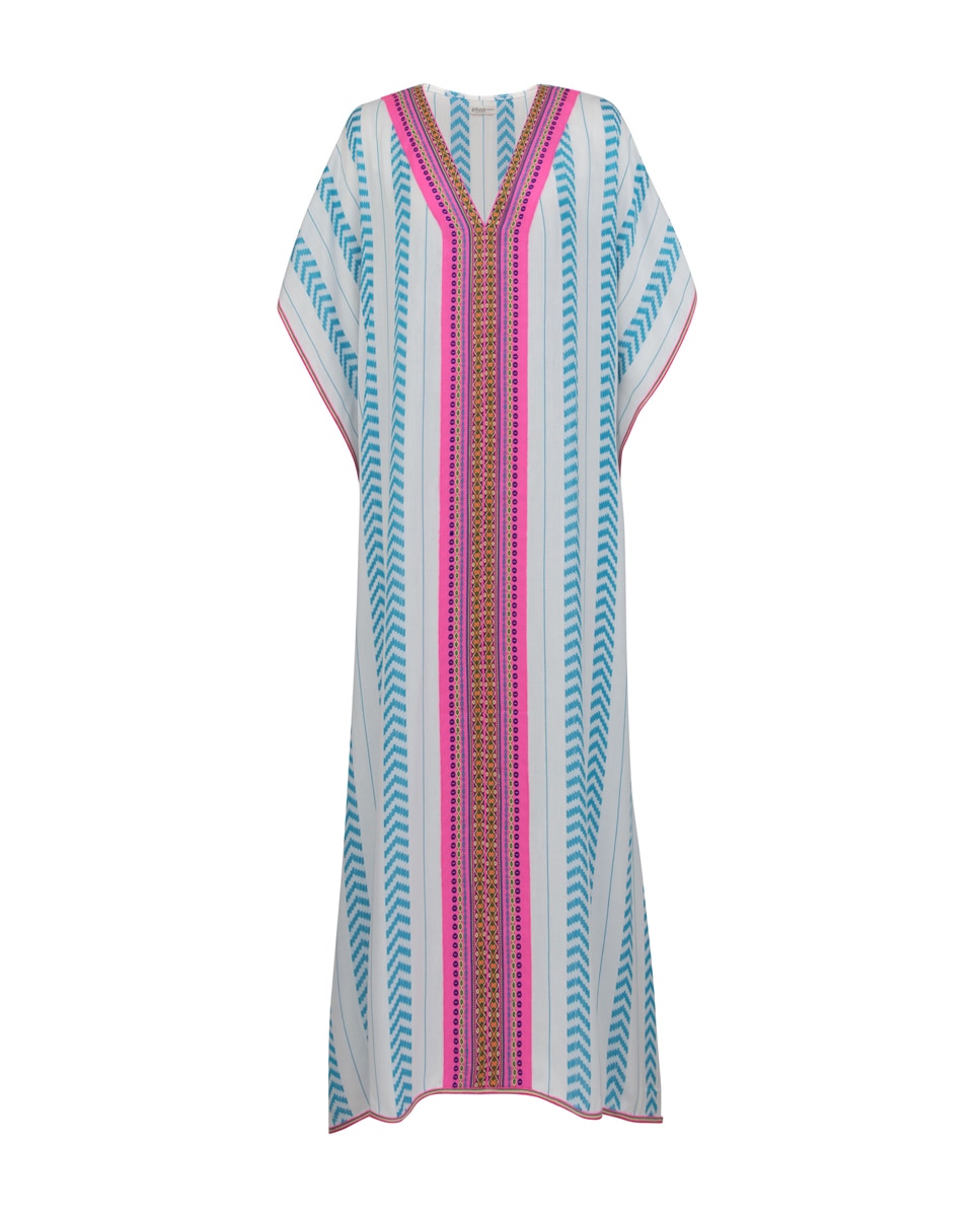 Kaftan com Motivo Étnico Azul-8